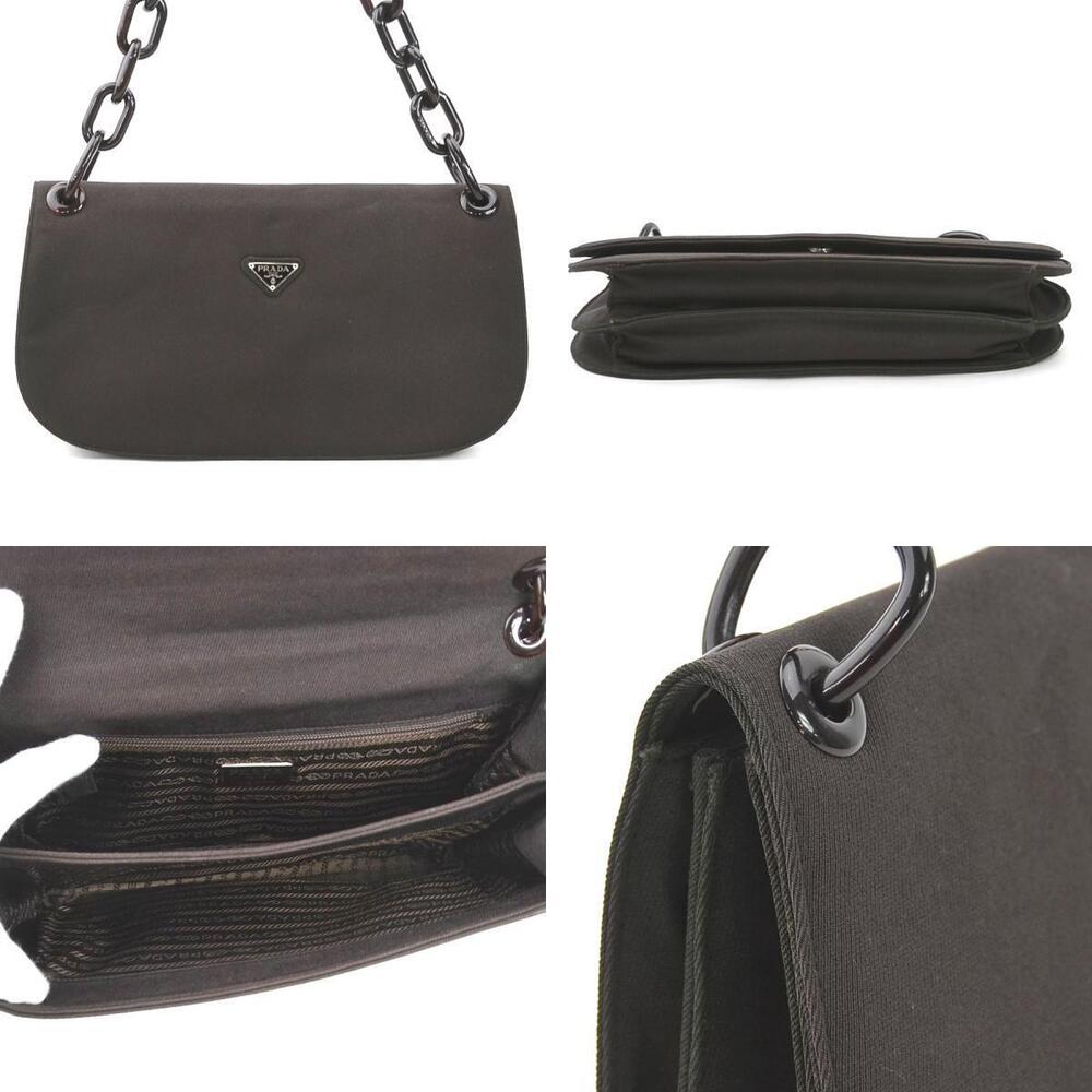 Prada Tessuto Swing black shoulder bag glossy chain link strap - Picture 3 of 4